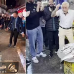 اواز دیش دیش؛ صادق بوقی تو بازار با مرد کرواتی جای آو آو آو می خونه زلفاتو افشونش کن